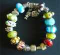 BRACELET SILVER 925 GLASS BEAD WITH CHARMS