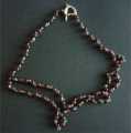 NECKLACE GARNET GEMSTONE CROSSOVER & HEART CLASP