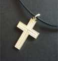 SILVER 925 CRUCIFIX DOUBLE LINE DESIGN ON CORD NEW