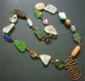 NECKLACE COPPER WIRE WRAPPED STONES & BEADING