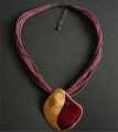 PENDANT LARGE COPPER TONED WITH RED ENAMEL