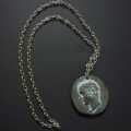 PENDANT HEAVY METAL ROMAN DESIGN DISC ON CHAIN