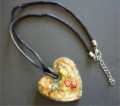 PENDANT GLASS HEART METALLIC GOLD & OTHER COLOURS
