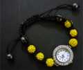 LADIES WATCH CHROME FAUX STONES ON BRAID ADJUSTABLE CORD